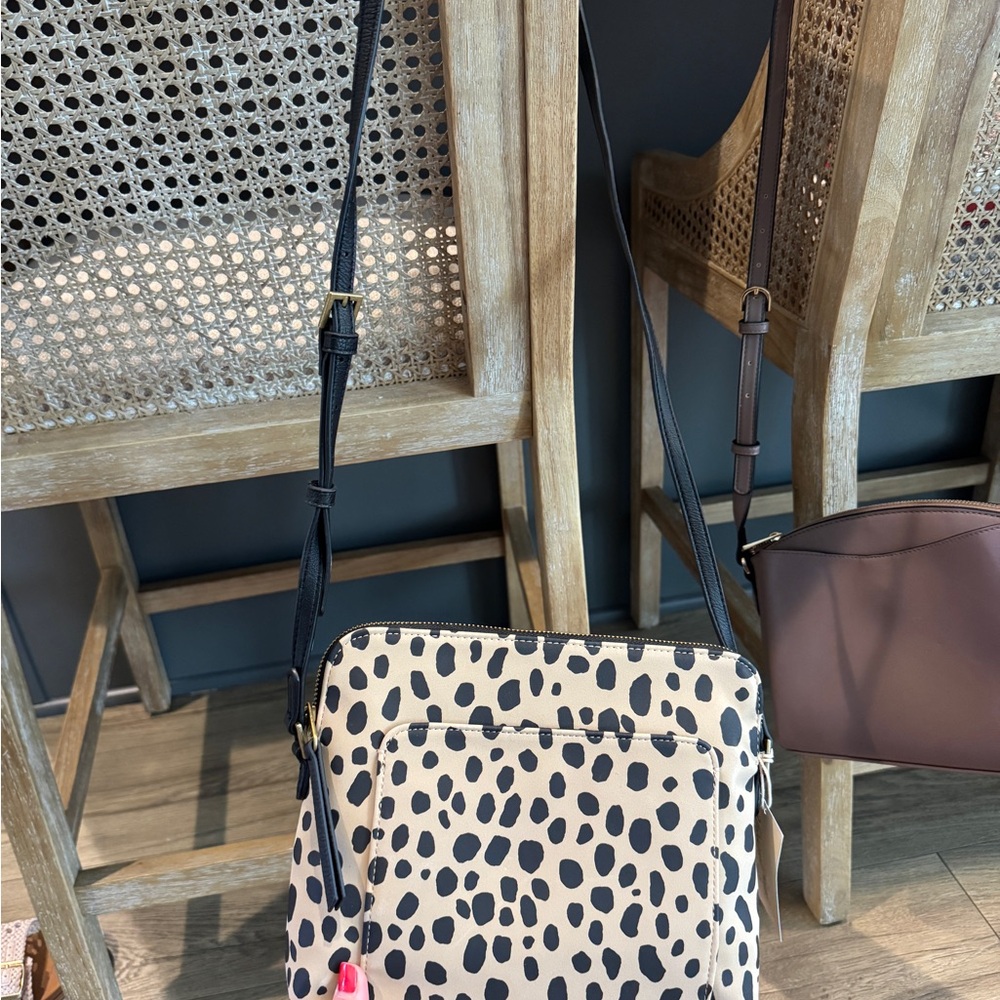 Stylish Cream and Black Crossbody Bag and Dark taupe color